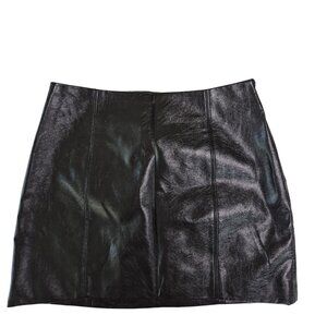 Forever 21Black Faux Leather Mini Skirt Sz Med Lined NWT Whimsygoth Edgy Rocker